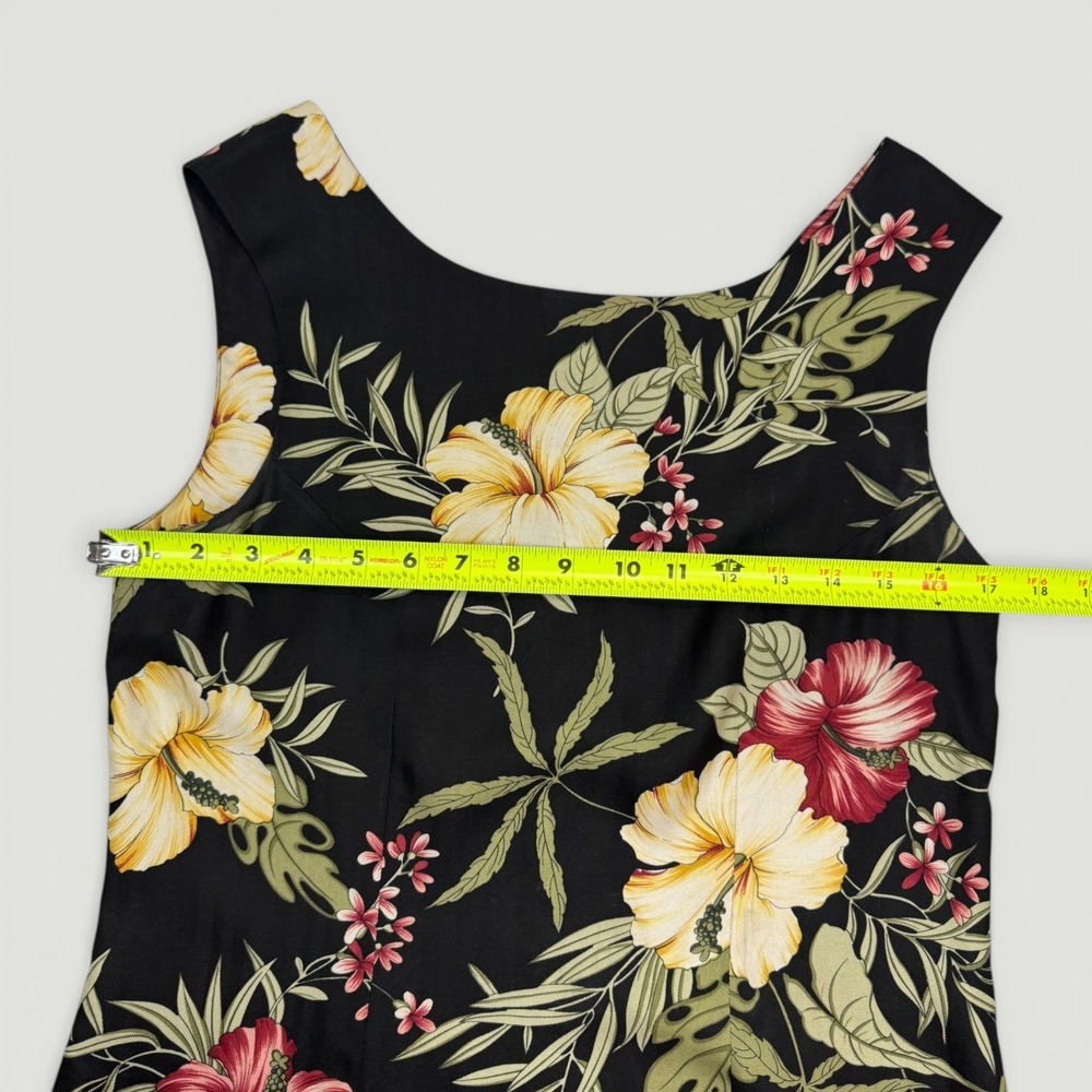Tommy Bahama Silk Shift Dress Womens 6 Black Tropical Hibiscus Floral Hawaiian - Picture 11 of 15